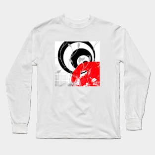 red wave abstract geometric digital art Long Sleeve T-Shirt